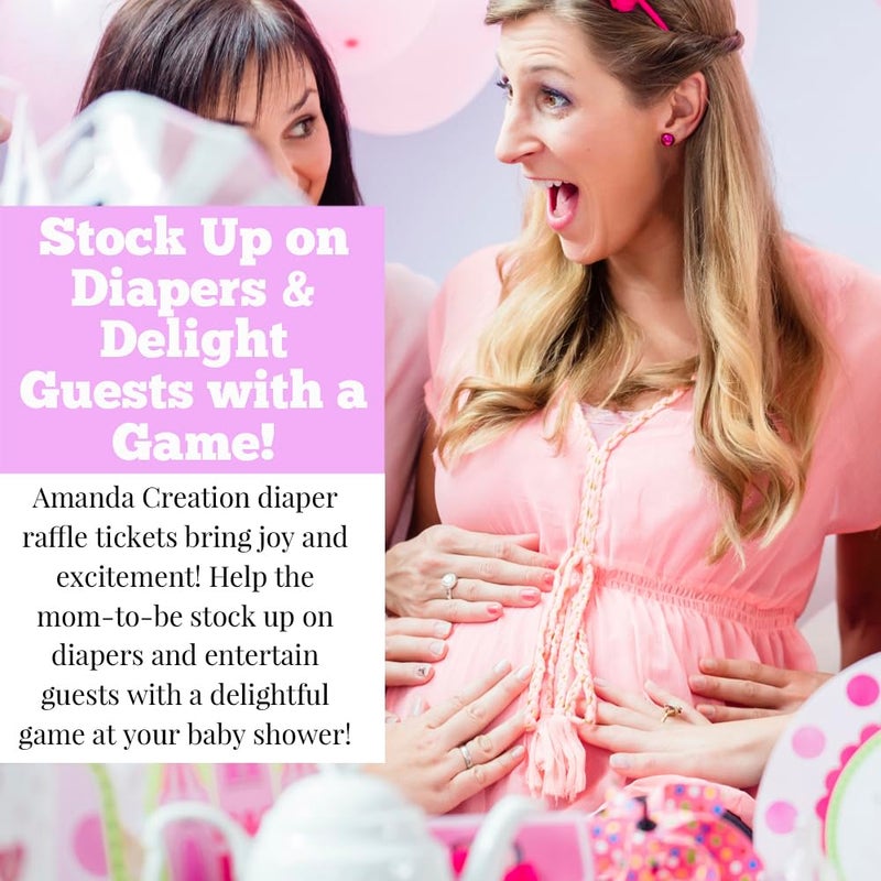 Amanda Creation Pink & Blue Watercolor Diaper Raffle Tickets for Gender Reveal Baby Showers, 20 2" X 3â€ Double Sided Insert Cards for Games by AmandaCreation, Bring a Pack of Diapers to Win Favors & Prizes! - Image 5